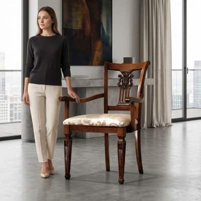 Ontwerp gestoffeerde massief houten stoel stoelen zitting rugleuning kantoor kantoor eetkamer luxe nieuw