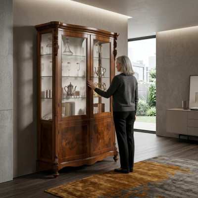 Luxe kast hout meubels kasten vitrinekast rek archiefkast glazen kast antiek