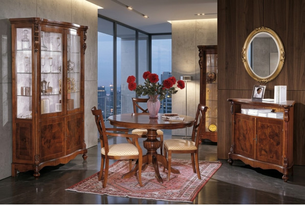 Luxe eetkamerset 6-delig houten meubilair commode 3x stoel tafel vitrine nieuw