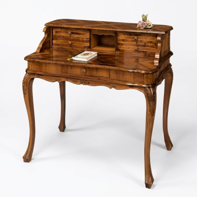 Kantoormeubels, werkbureau, bruin bureau, secretaire, computertafel, tafel, tafels.