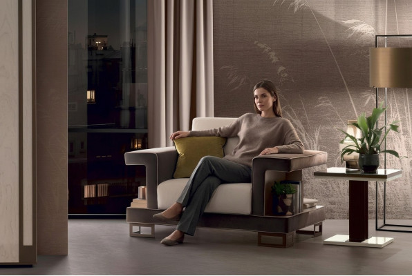 Sofa Ontwerp Stoel Bekleding Club Relax Nieuw Textiel Stof Lounge Televisie 1-Zits