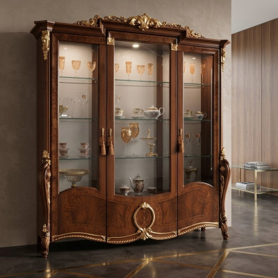 Vitrine 3-deurs kast Vitrinekasten Woonkamer Kasten Ontwerp Kast Meubels Glas Nieuw