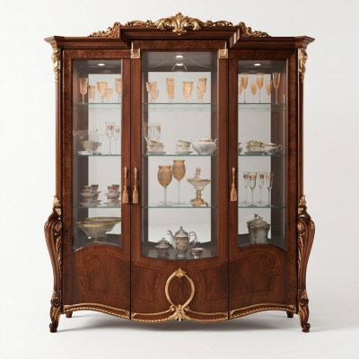 Vitrine 3-deurs kast Vitrinekasten Woonkamer Kasten Ontwerp Kast Meubels Glas Nieuw