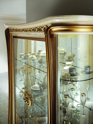 Vitrine Vitrinen Schrank Glasschrank Wohnzimmer Regal Rokoko Barock Echtes Holz - Toonkast Weergavekast Woonkamer Rek Rococo Barok Echt Hout