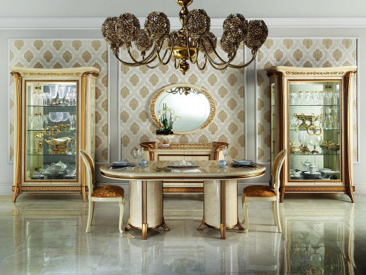 Vitrine Vitrinen Schrank Glasschrank Wohnzimmer Regal Rokoko Barock Echtes Holz - Toonkast Weergavekast Woonkamer Rek Rococo Barok Echt Hout