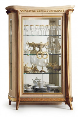 Vitrine Vitrinen Schrank Glasschrank Wohnzimmer Regal Rokoko Barock Echtes Holz - Toonkast Weergavekast Woonkamer Rek Rococo Barok Echt Hout