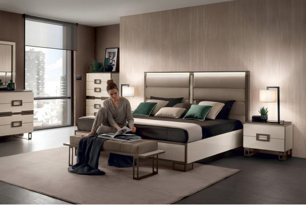 Bed 2x Bedside table 3-piece Bedroom set Design Modern Luxury Beds Furniture New