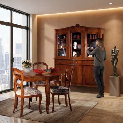 Dressoir Vitrine Dressoir Glazen Kast Kast Hout Massief Meubels Italië Glas