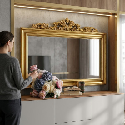 Klassiek designer echt houten frame XXL spiegel 184x117 spiegel - Model BV