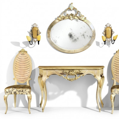 Console tafel dressoir met spiegel luxe klasse meubel set stijl modern 2-delig. Nieuw
