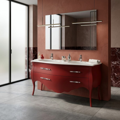 Badkamermeubel onderkast badkamerkast Rood 175cm kast Badkamermeubels Hangend Bad Nieuw
