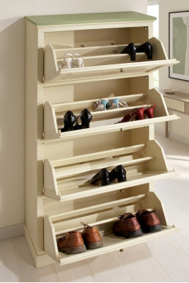 Schoenenkast 4-vaks dressoir Houten massief meubilair Schoenopberger Schoenenrek Plank Nieuw