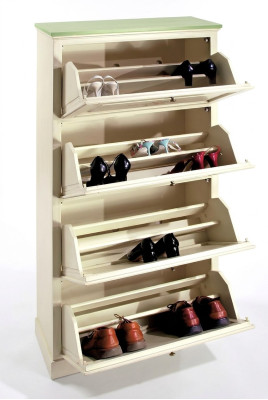 Schoenenkast 4-vaks dressoir Houten massief meubilair Schoenopberger Schoenenrek Plank Nieuw