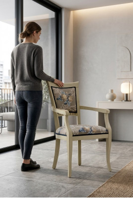 Eetkamerstoel Art Deco Armleuning Eetkamerstoelen Design Textiel Luxe Multicolor