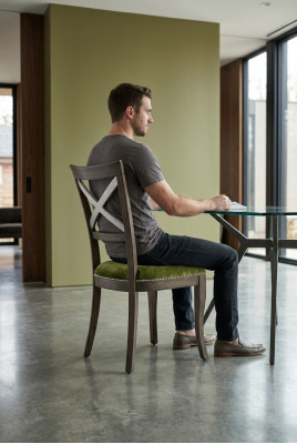 Ontwerpstoel armstoel gestoffeerde moderne eetkamerstoelen luxe stof houten meubels