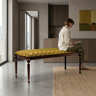 Ontwerp luxe voetenbank gestoffeerde moderne zitmeubel textiel ontspannings bijzetbank Chesterfield sofa.