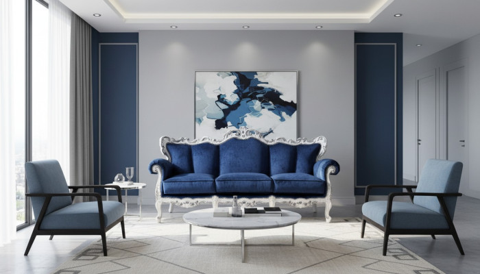 Textiel Bank Bank Beklede Bank 3-Zits Banken Sofa's Art Deco Driezits Nieuw