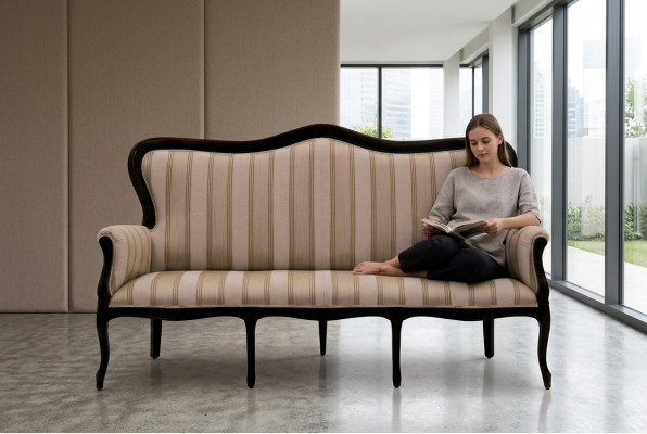 Ontwerp driezits bank gestoffeerde bank Art Deco 3-zits bank meubels bruine stoel