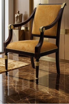 Stoel Ontwerp Woonkamer Eetkamer Houten Stoelen Bekleding Armleuning Vaccari Giovanni