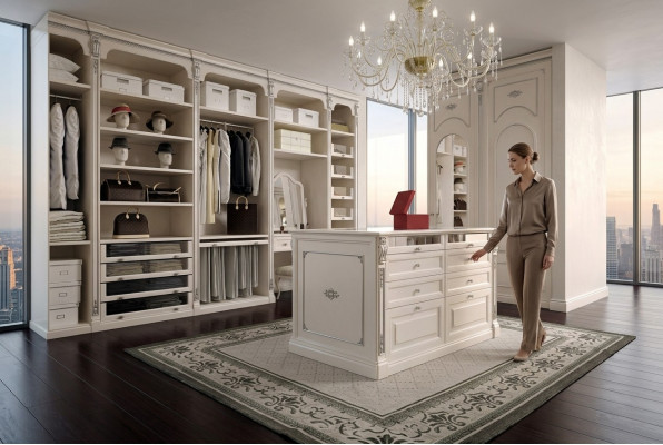 Wandelbare kledingkast Luxe klassieke garderobe Kleedkamer op maat