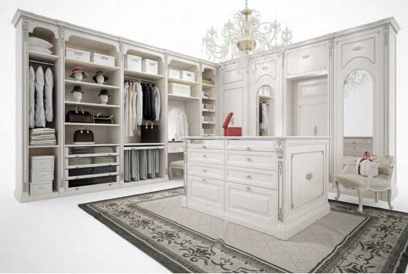 Wandelbare kledingkast Luxe klassieke garderobe Kleedkamer op maat