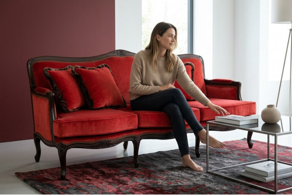 Klassiek design gestoffeerde luxe zitbank bank leer textiel 3-zits Nieuw H5