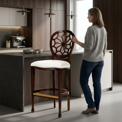 Beklede stoelen Lounge Club Luxe Houten Fauteuil Ontwerp Stoel Barkruk Barkruk
