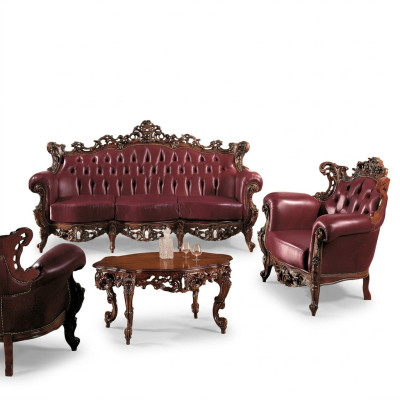 Luxe meubelbankstelbank bank bank stof 3 + 1 zits banktafel hout 3 delen.