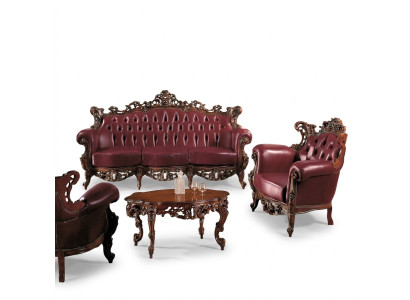 Luxe meubelbankstelbank bank bank stof 3 + 1 zits banktafel hout 3 delen.