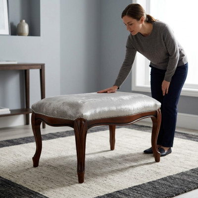 Ottomaanse zithoek Chaise Gestoffeerde Poef Blauw Nieuw Ontwerp Beklede Voetenbank