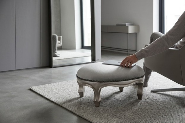 Poef Bekleding Zit Textiel Relax Bijzettafel Bank Poef R1 Designer Luxe