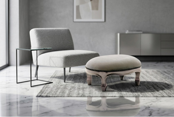 Poef Bekleding Zit Textiel Relax Bijzettafel Bank Poef R1 Designer Luxe