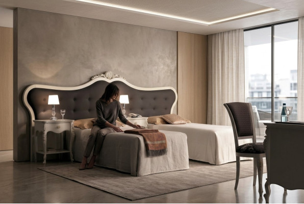 Hotel inrichting 2x Bedden + Nachtkastje Ontwerp Moderne Luxe Meubels 3-delige set