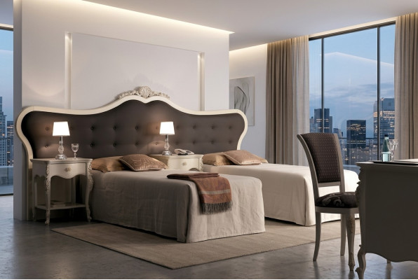 Hotel inrichting 2x Bedden + Nachtkastje Ontwerp Moderne Luxe Meubels 3-delige set