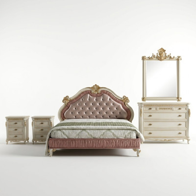 Ontwerp slaapkamer 5 delige complete set Bed Nachtkastje Commode Italiaanse sets