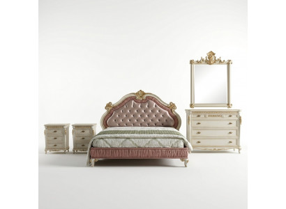 Ontwerp slaapkamer 5 delige complete set Bed Nachtkastje Commode Italiaanse sets