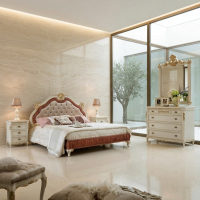 Bed Chesterfield double bed 180x200cm wood hotel beds bedroom