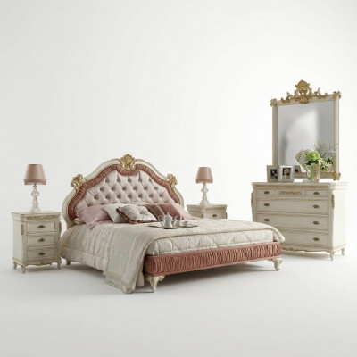 Bed Chesterfield double bed 180x200cm wood hotel beds bedroom