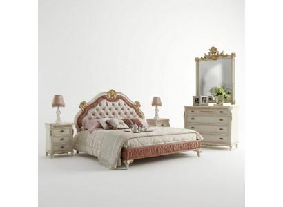 Bed Chesterfield double bed 180x200cm wood hotel beds bedroom