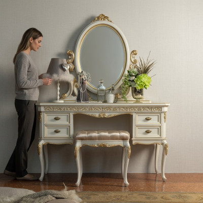 Kaptafel Slaapkamer Kruk Set Ladenkast Tafel Klassieke console Spiegel