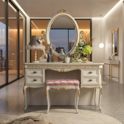 Kaptafel Slaapkamer Kruk Set Ladenkast Tafel Klassieke console Spiegel