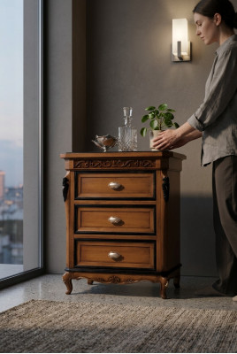Ontwerp bijzettafel slaapkamertafel nachtkastjes houten nachtkastje nachtconsole