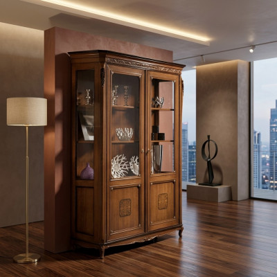 Vitrine glazen kast massief houten vitrine woonkamer meubels dressoir massief hout
