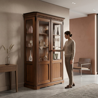 Vitrine Hout Luxe Kasten Klassieke Dressoir Ontwerpmeubelen Italiaans Bruin