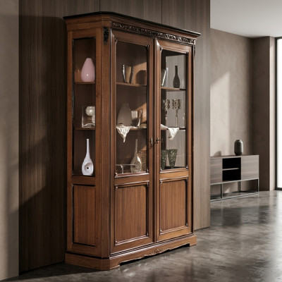 Vitrine Hout Luxe Kasten Klassieke Dressoir Ontwerpmeubelen Italiaans Bruin