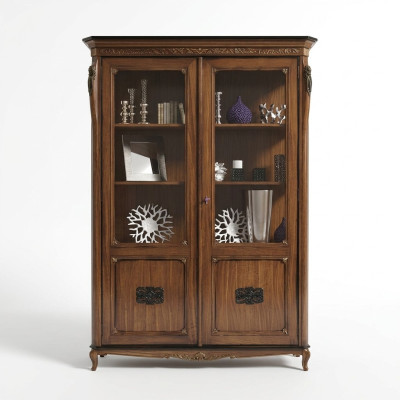 Klassieke meubels Italiaanse meubels Hout Bruin Vitrine Stijlvolle vitrinekast