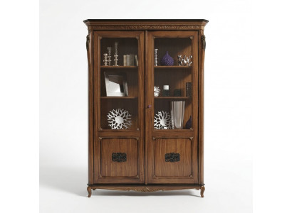 Klassieke meubels Italiaanse meubels Hout Bruin Vitrine Stijlvolle vitrinekast