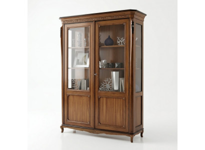 Meubels hout bruin vitrine chique vitrinekast Italiaanse meubels klassiek