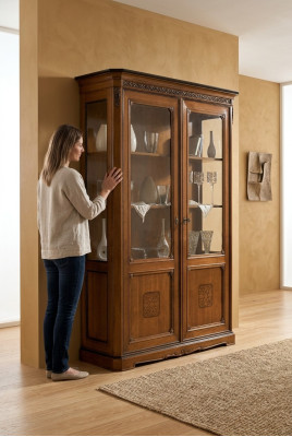 Meubels Grote Houten Bruine Vitrine Luxe Vitrinekast Design Meubels Italiaans