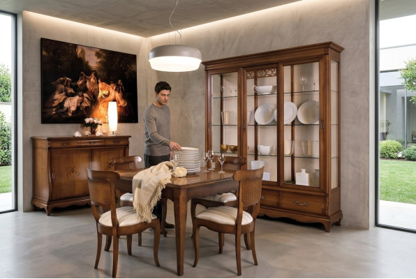 Glazen kast vitrine vitrinekast plank houten kast systeem rekken woonkamer